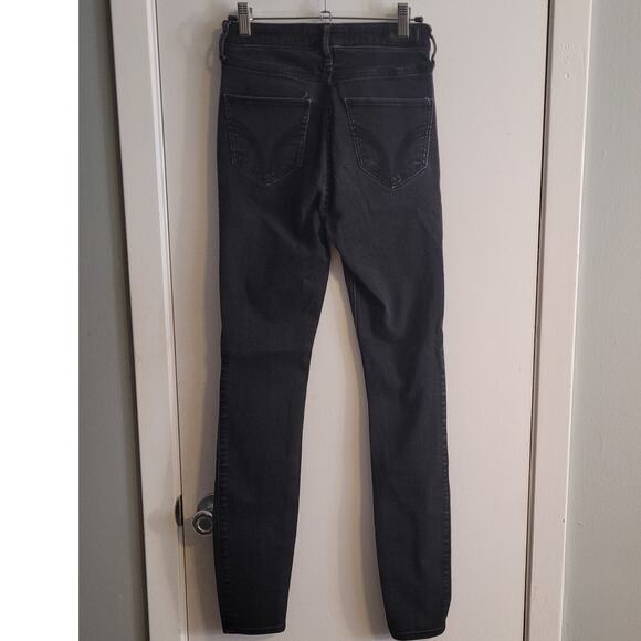 HOLLISTER Womens Ultra High Rise Super Skinny Jeans Black Sz 1L Long 30" Inseam - Picture 3 of 10